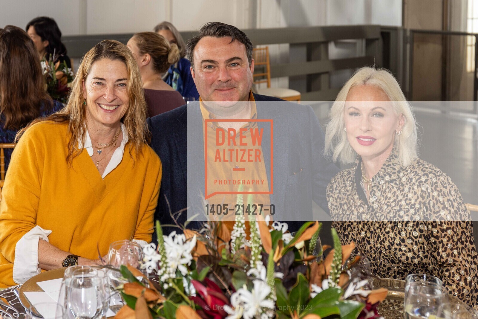 Tineke Triggs, Clayton Timbrell, Holly Hollenbeck, ICAA Fall Show Luncheon, Fort Mason Center for Arts and Culture. 2 Marina Blvd., SF, CA 94123 @ 2007 Franklin St, SF, CA 94109 US, October 14th, 2023, Photo #1405-21427-0 Tineke Triggs, Clayton Timbrell, Holly Hollenbeck, Photo #1405-21427-0