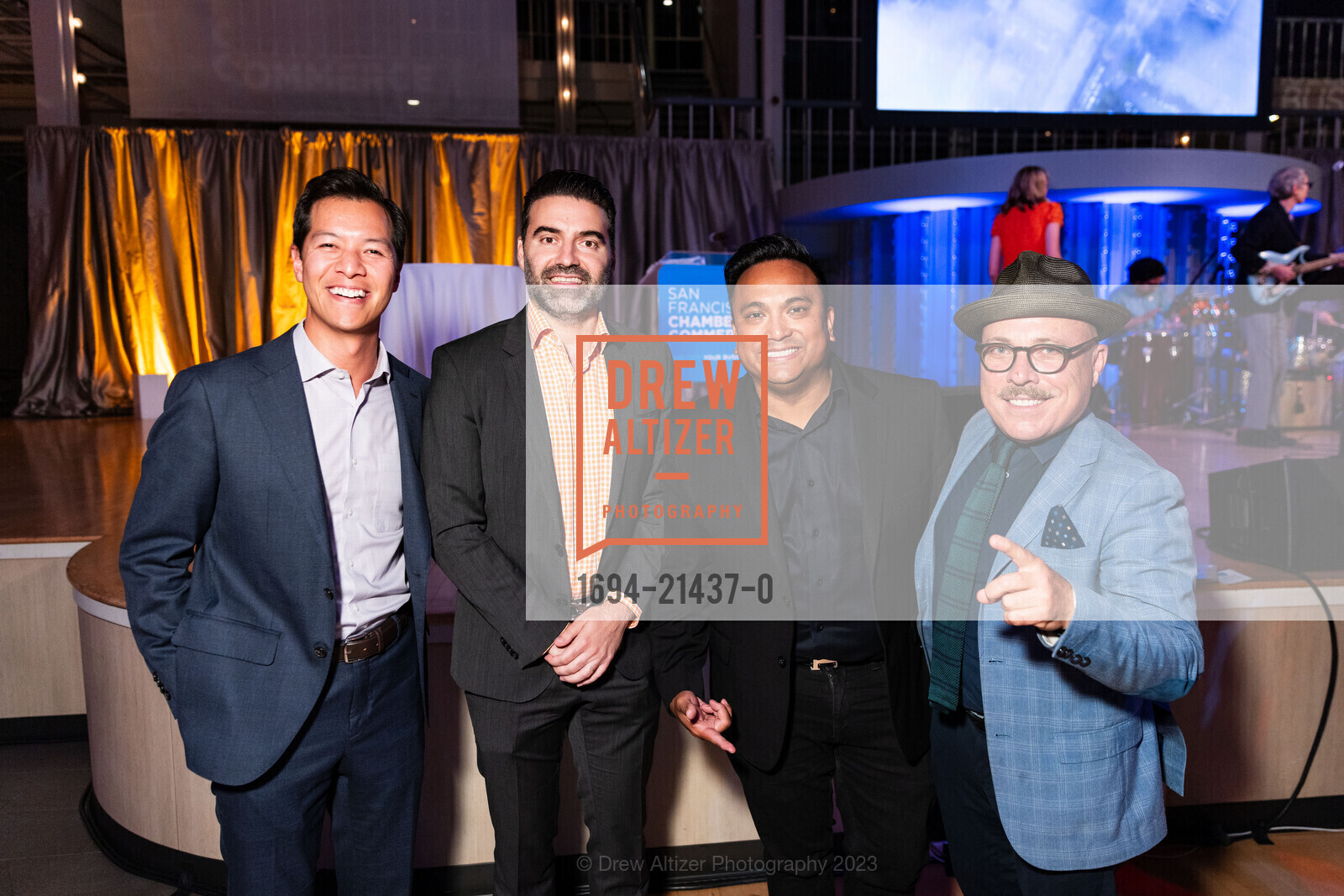 Ken Tang, Alex Bastian, Franco Finn, Vas Kiniris, SFCC Hosts Ebbies 2023, San Francisco Design Center. 101 Henry Adam St, October 19th, 2023, Photo #1694-21437-0 Ken Tang, Alex Bastian, Franco Finn, Vas Kiniris, Photo #1694-21437-0