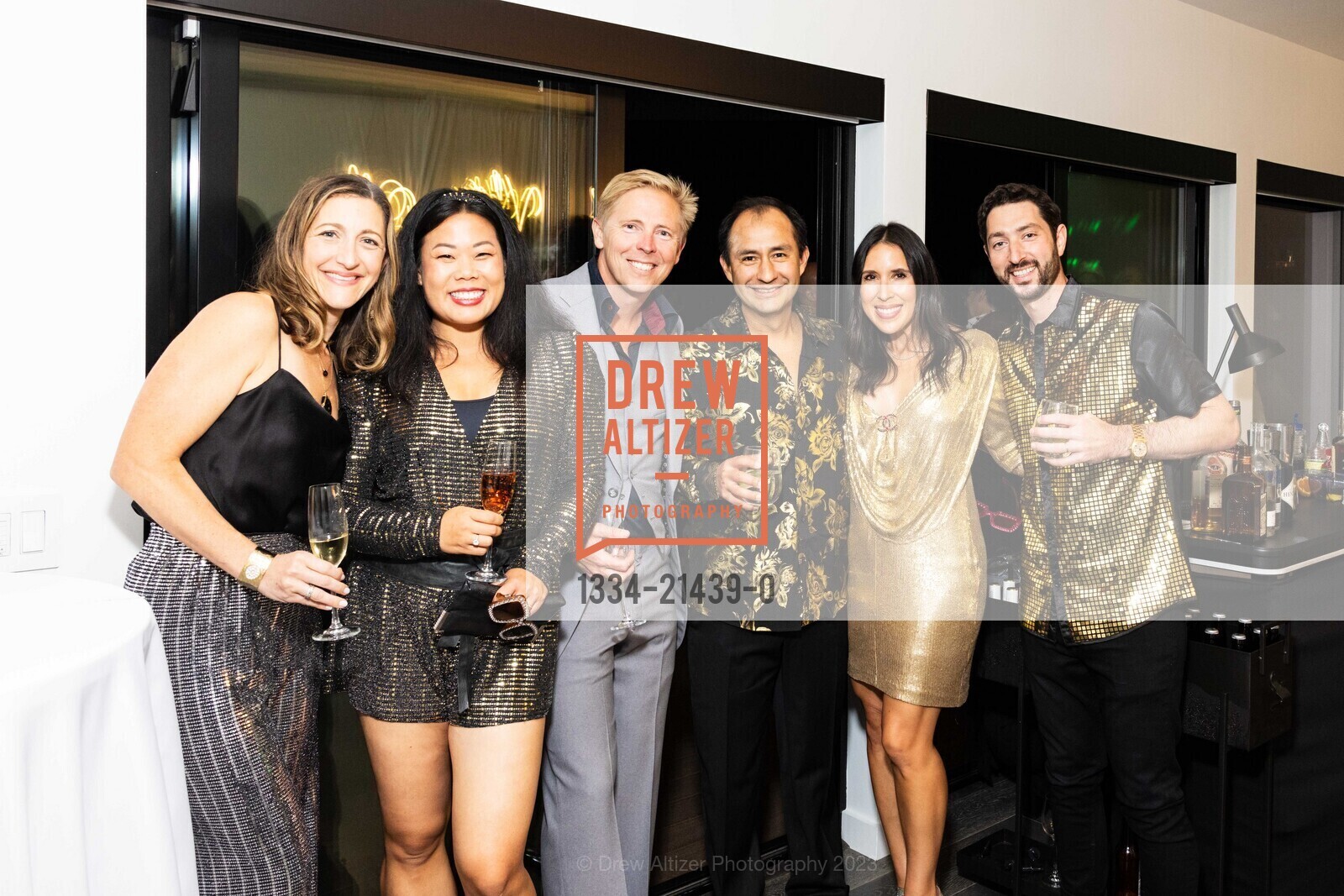 Emily Gannett Morkemo, Joy Ho, Arne Morkemo, Bismarck Lepe, Danielle Lepe, Alex Rosner, "La Discotheque", a Benefit for Belvedere Hawthorne Nursery School, Private Residence. 3668 Paradise Drive, October 20th, 2023, Photo #1334-21439-0 Emily Gannett Morkemo, Joy Ho, Arne Morkemo, Bismarck Lepe, Danielle Lepe, Alex Rosner, Photo #1334-21439-0