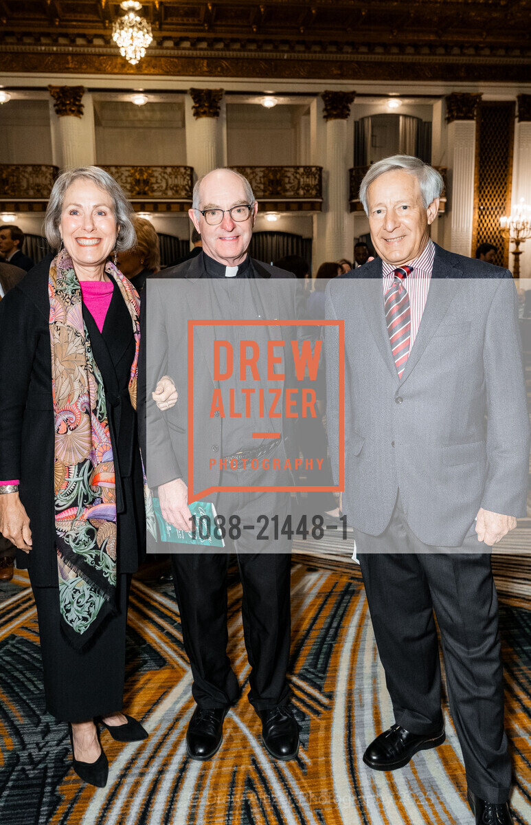 JoAnn Bertges, Rev. Paul Fitzgerald, S.J., Jack Bertges, 30th Annual Brennan Award Dinner, The Westin St. Francis San Francisco on Union Square. 335 Powell St, SF, CA 94102 US, October 26th, 2023, Photo #1088-21448-1 JoAnn Bertges, Rev. Paul Fitzgerald, S.J., Jack Bertges, Photo #1088-21448-1