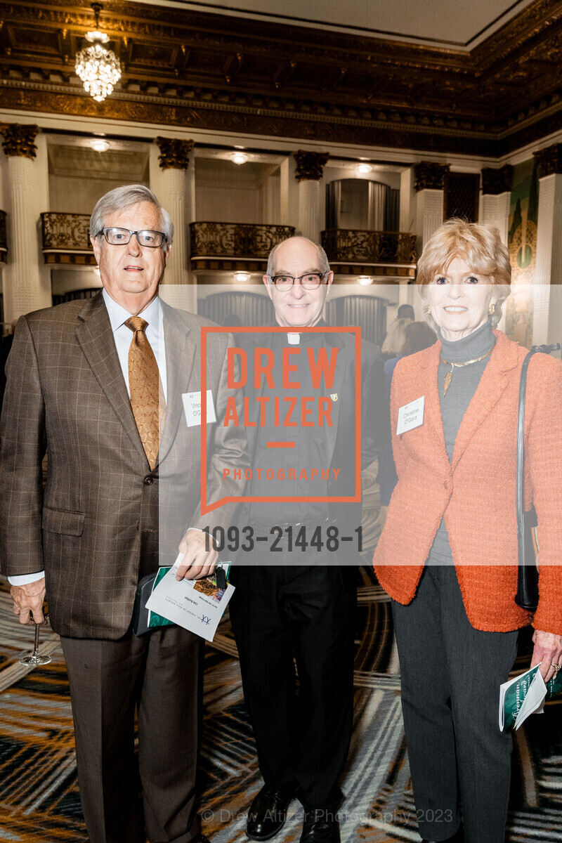 Vincent O'Gara, Rev. Paul Fitzgerald, S.J., Christine O'Gara, 30th Annual Brennan Award Dinner, The Westin St. Francis San Francisco on Union Square. 335 Powell St, SF, CA 94102 US, October 26th, 2023, Photo #1093-21448-1 Vincent O'Gara, Rev. Paul Fitzgerald, S.J., Christine O'Gara, Photo #1093-21448-1