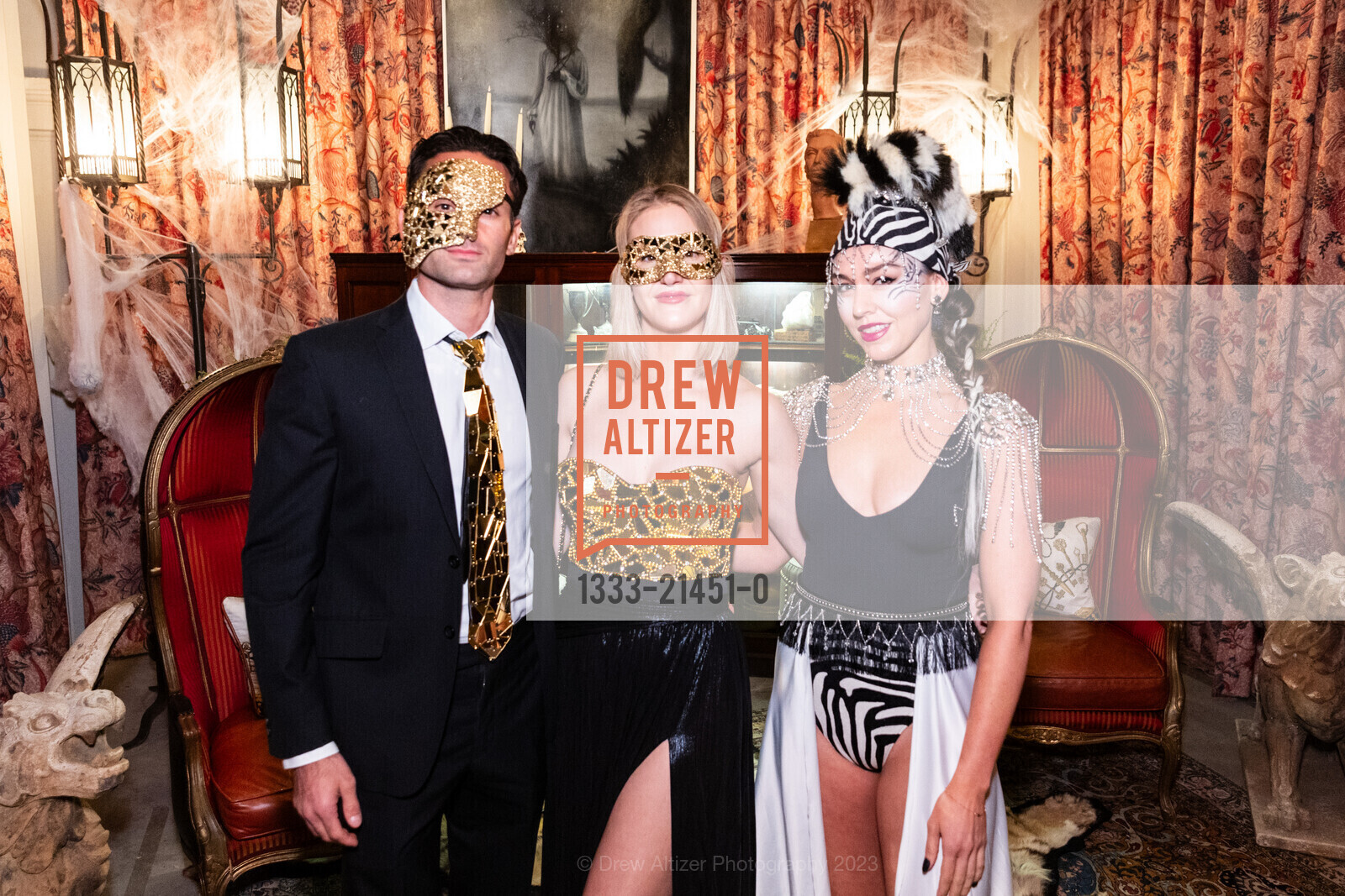 Sam Ansel, Brittany Worrall, Kelly Beasley, A Benefit Costume Ball to Support San Francisco Artists, St. Joseph's Church. 1401 Howard St, SF, CA 94103 US, October 26th, 2023, Photo #1333-21451-0 Sam Ansel, Brittany Worrall, Kelly Beasley, Photo #1333-21451-0