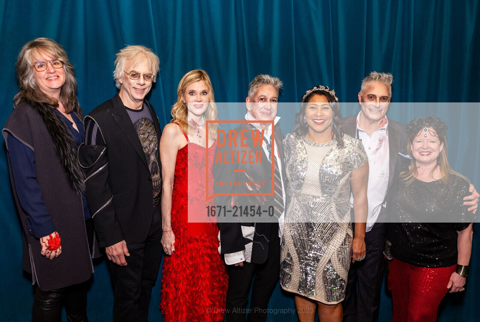 Pam MacKinnon, John Little, Heather Stallings Little, Joe D'Alessandro, London Breed, David Jones, Jennifer Bielstein, A.C.T.'s 2nd Annual All Hallows' Gala: Zombie Ball 2023, August Hall. 420 Mason Street, San Francisco, CA 94102 US, October 27th, 2023, Photo #1671-21454-0 Pam MacKinnon, John Little, Heather Stallings Little, Joe D'Alessandro, London Breed, David Jones, Jennifer Bielstein, Photo #1671-21454-0