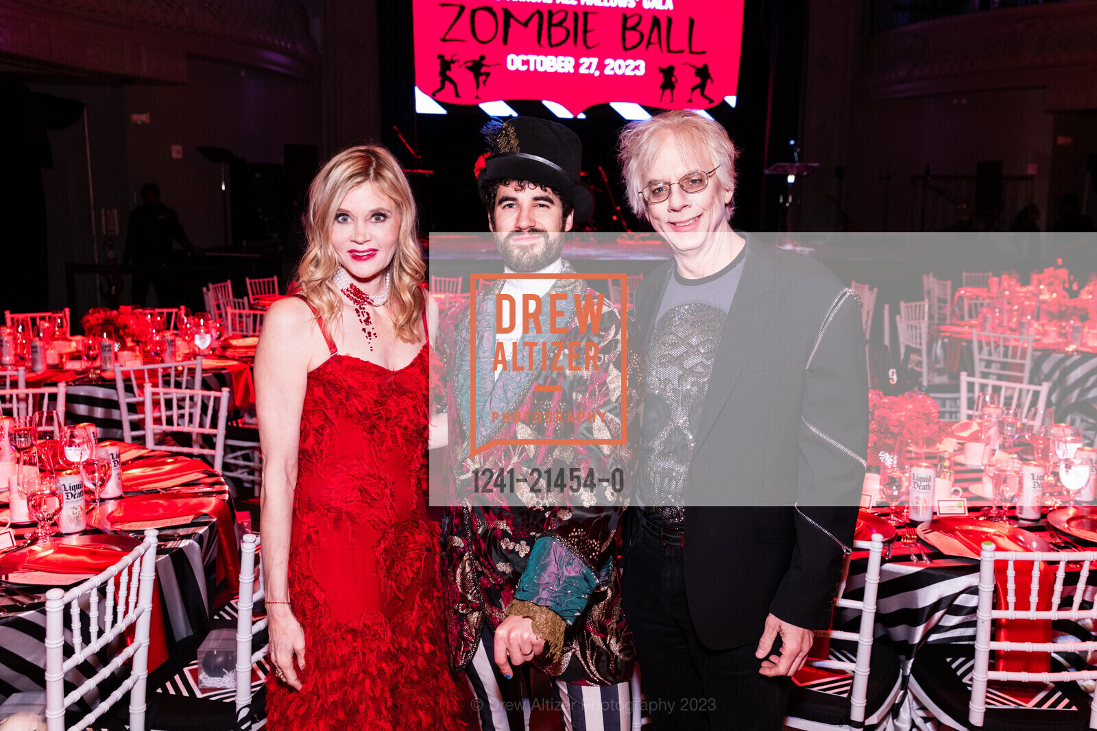 Heather Stallings Little, Darren Criss, John Little, A.C.T.'s 2nd Annual All Hallows' Gala: Zombie Ball 2023, August Hall. 420 Mason Street, San Francisco, CA 94102 US, October 27th, 2023, Photo #1241-21454-0 Heather Stallings Little, Darren Criss, John Little, Photo #1241-21454-0