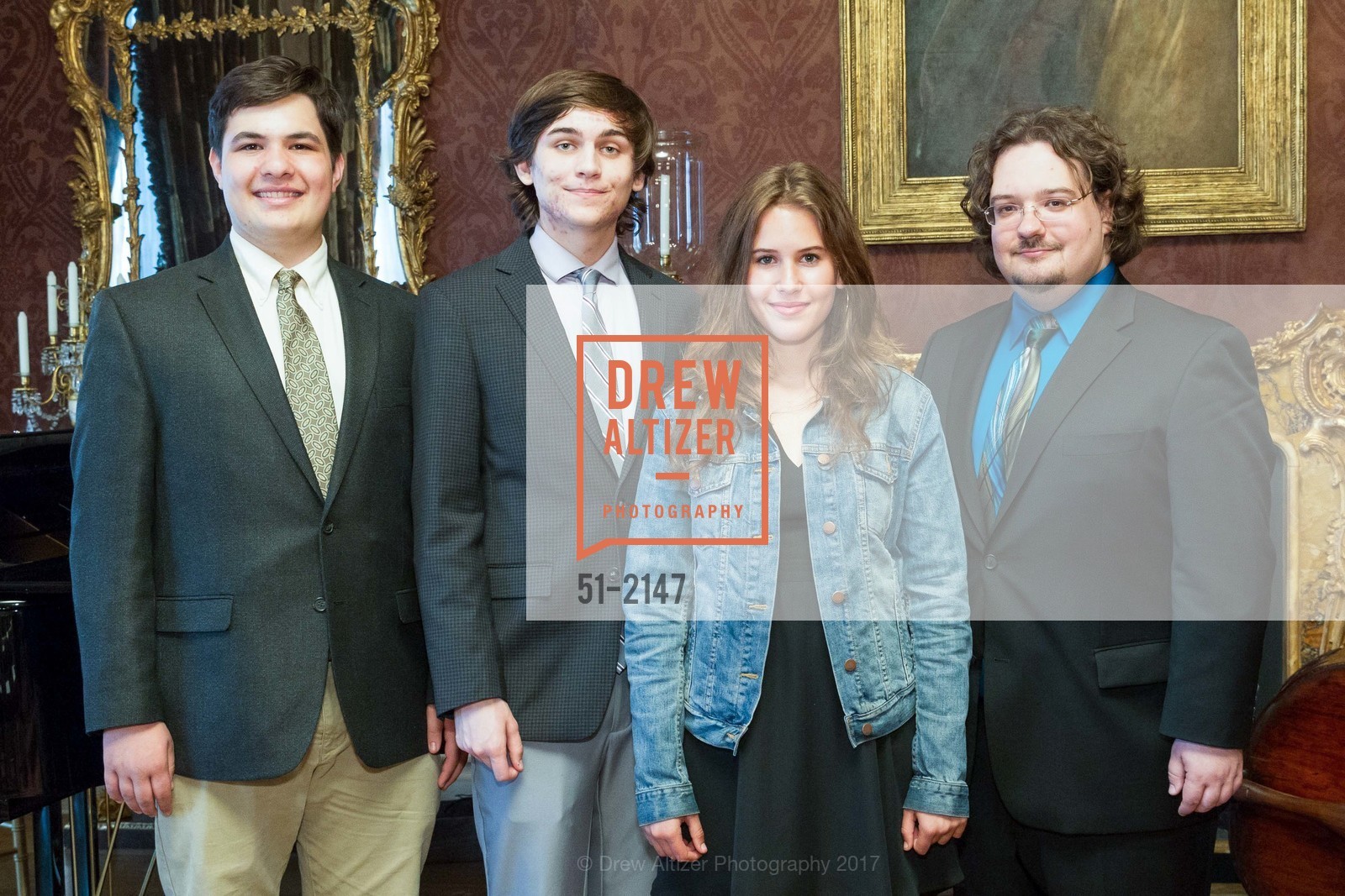 Theodore Haber, Nick Main, Penina Biddle-Gottesman, Matthew Cmiel, Gordon and Ann Getty Host the Crowden School 10 year anniversary John Adams Young Composers Program, Private Residence, May 3rd, 2017, Photo #51-2147 Theodore Haber, Nick Main, Penina Biddle-Gottesman, Matthew Cmiel, Photo #51-2147