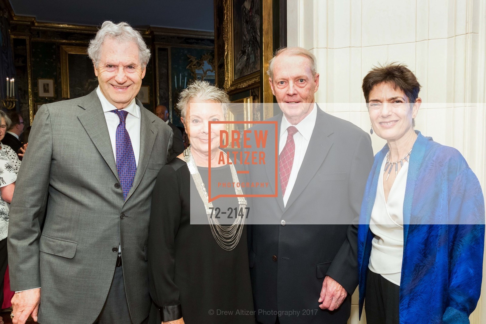 Nick Gerson, Jackie Rosenson, Earl Rupp, Joan Balter, Gordon and Ann Getty Host the Crowden School 10 year anniversary John Adams Young Composers Program, Private Residence, May 3rd, 2017, Photo #72-2147 Nick Gerson, Jackie Rosenson, Earl Rupp, Joan Balter, Photo #72-2147
