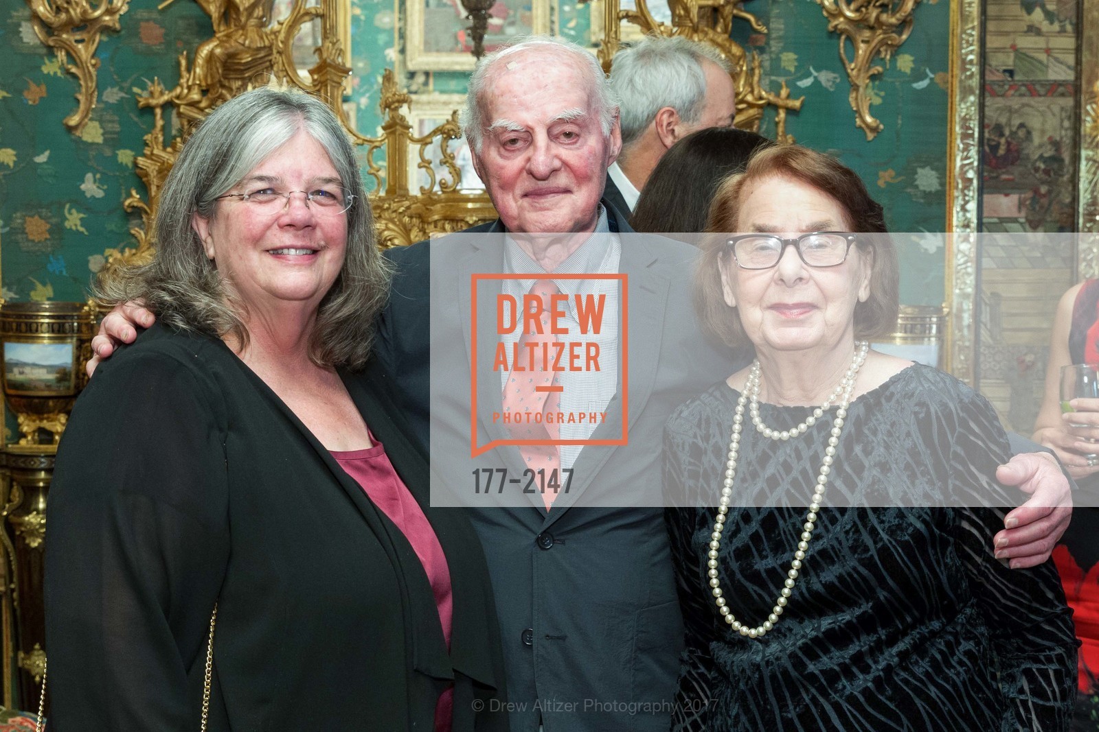 Peggy Cmiel, Ben Haber, Ethel Haber, Gordon and Ann Getty Host the Crowden School 10 year anniversary John Adams Young Composers Program, Private Residence, May 3rd, 2017, Photo #177-2147 Peggy Cmiel, Ben Haber, Ethel Haber, Photo #177-2147