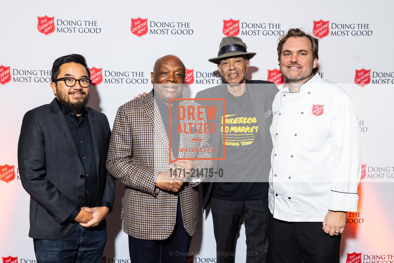 Garry Tan, Willie Brown, Del Seymour, Timothy Tucker, Salvation Army's Holiday Luncheon, The Hibernia. 1 Jones St, SF, CA 94102 US, November 8th, 2023, Photo #1471-21475-0 Garry Tan, Willie Brown, Del Seymour, Timothy Tucker, Photo #1471-21475-0