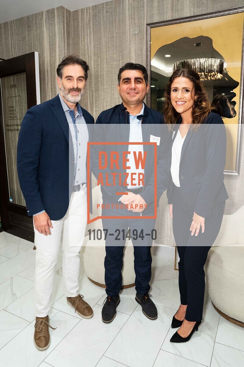 Ali Rezai, Yashar Eslami, Claire Jeffries, Union Square Dental Practice hosts a Dental & Medical Networking Soiree, Union Square Dental. 450 Sutter St, SF, CA 94108 US, Photo #1107-21494-0 Ali Rezai, Yashar Eslami, Claire Jeffries, Photo #1107-21494-0
