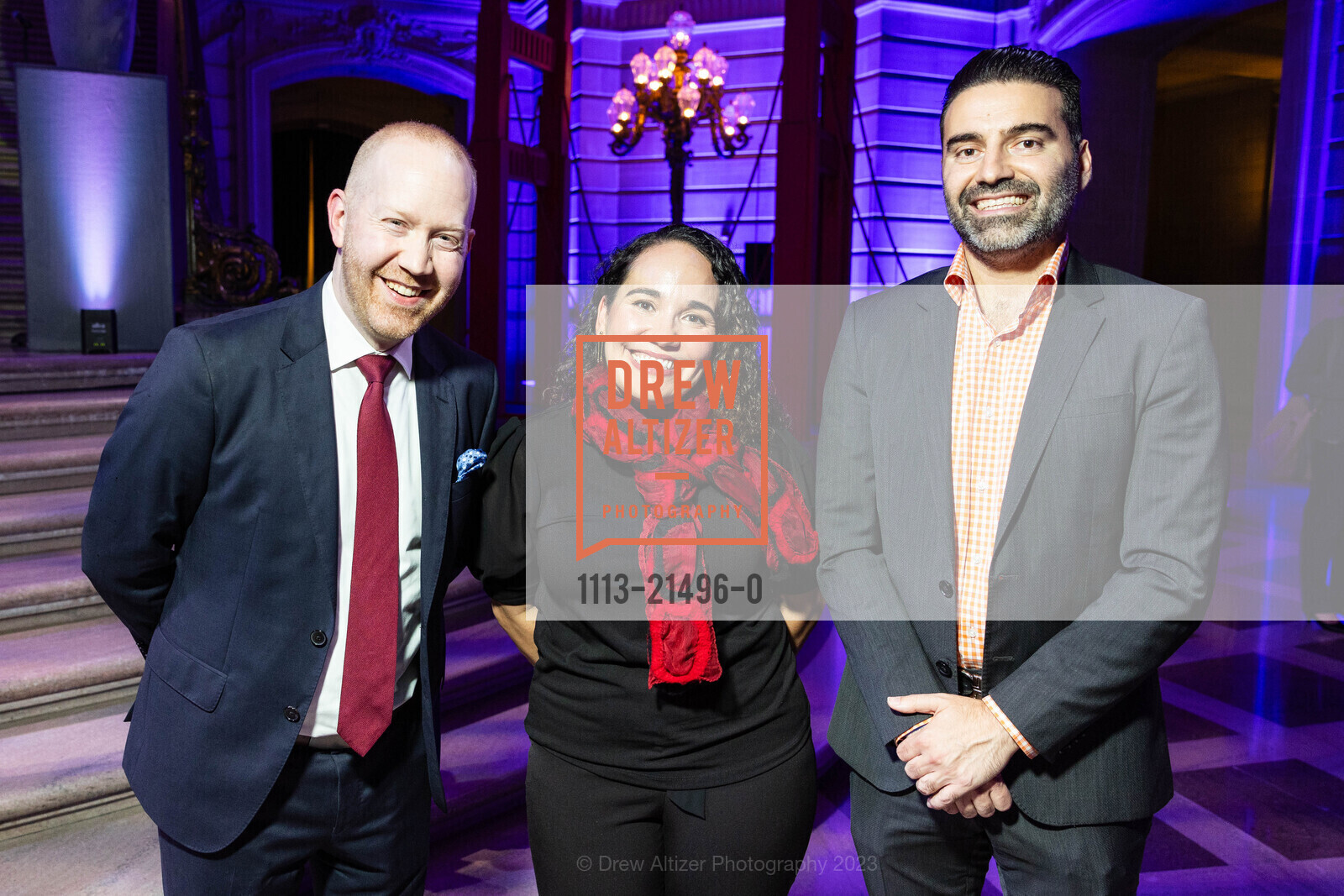 Jason Overman, Marjorie Ruiz Hidalgo, Alex Bastian, San Francisco City Hall hosts The Mayor's Media Reception for APEC 2023, San Francisco City Hall. 1 Dr Carlton B Goodlett Pl, SF, CA 94102 US, November 16th, 2023, Photo #1113-21496-0 Jason Overman, Marjorie Ruiz Hidalgo, Alex Bastian, Photo #1113-21496-0