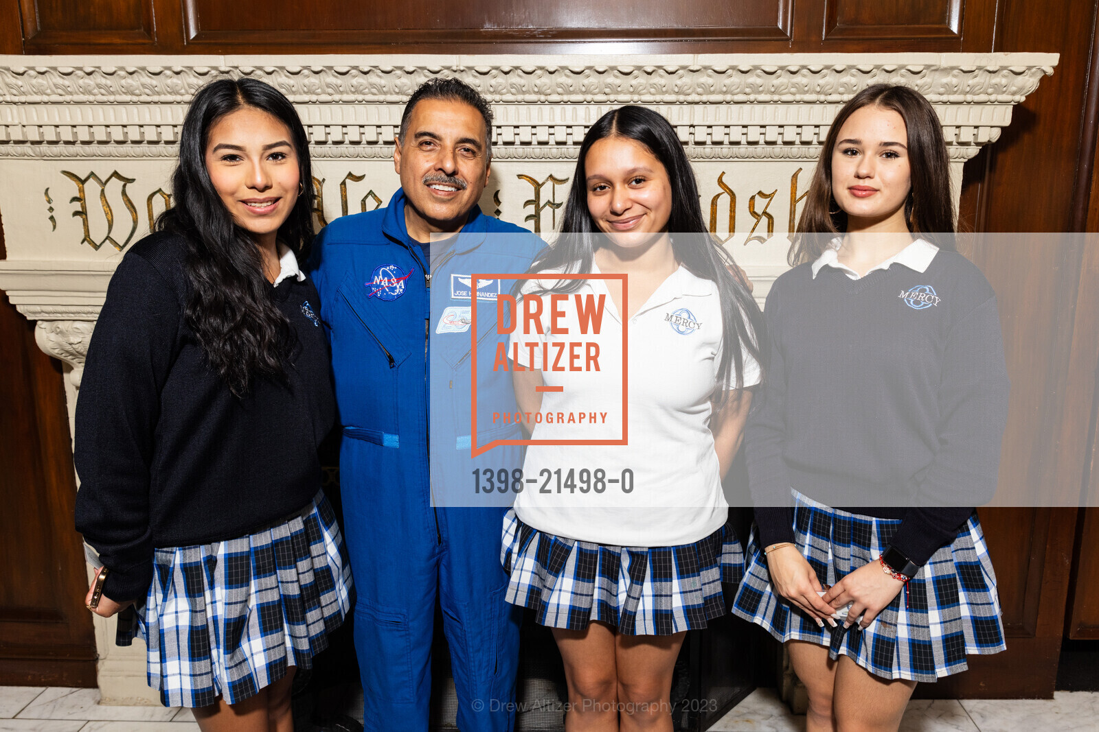 Gabriela Vargas, Jose Hernandez, Leela Merlos, Valentina Maltese, Bay Scholars Annual Thanksgiving Luncheon, The Julia Morgan Ballroom. 465 California St, San Francisco, CA 94104, November 17th, 2023, Photo #1398-21498-0 Gabriela Vargas, Jose Hernandez, Leela Merlos, Valentina Maltese, Photo #1398-21498-0