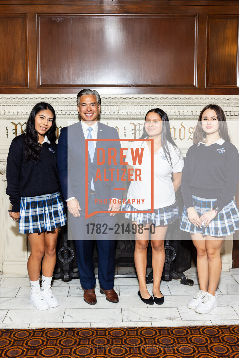 Gabriela Vargas, Rob Bonta, Leela Merlos, Valentina Maltese, Bay Scholars Annual Thanksgiving Luncheon, The Julia Morgan Ballroom. 465 California St, San Francisco, CA 94104, November 17th, 2023, Photo #1782-21498-0 Gabriela Vargas, Rob Bonta, Leela Merlos, Valentina Maltese, Photo #1782-21498-0