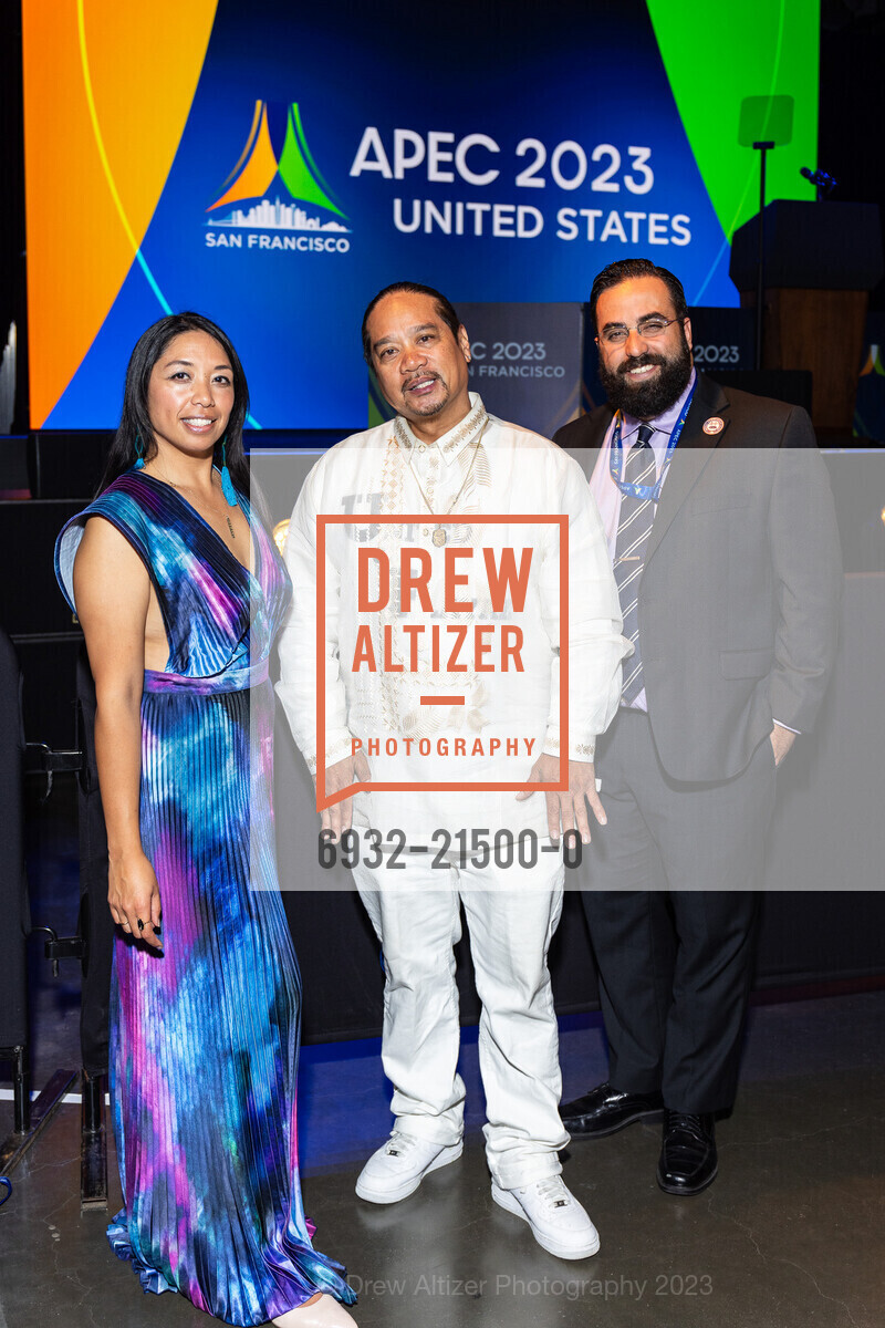 Dyanna Volek, Rudy Corpus, Bobak Esfandiari, San Francisco Welcomes APEC 2023 Leaders at The Exploratorium, Exploratorium. Pier 15 Embarcadero at, Green St, San Francisco, CA 94111, November 15th, 2023, Photo #6932-21500-0 Dyanna Volek, Rudy Corpus, Bobak Esfandiari, Photo #6932-21500-0
