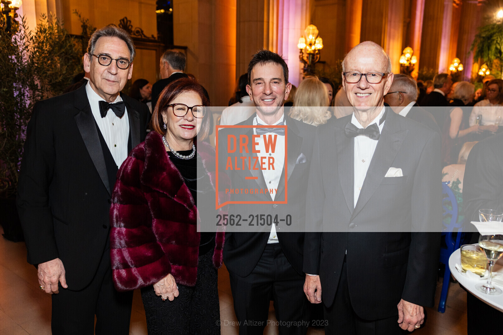 Fred Levin, Romana Bracco, Brett Waxdeck, Tom Horn, San Francisco Opera Guild Evening on The Stage, War Memorial Opera House. 301 Van Ness Ave, SF, CA 94102 US, November 28th, 2023, Photo #2562-21504-0 Fred Levin, Romana Bracco, Brett Waxdeck, Tom Horn, Photo #2562-21504-0