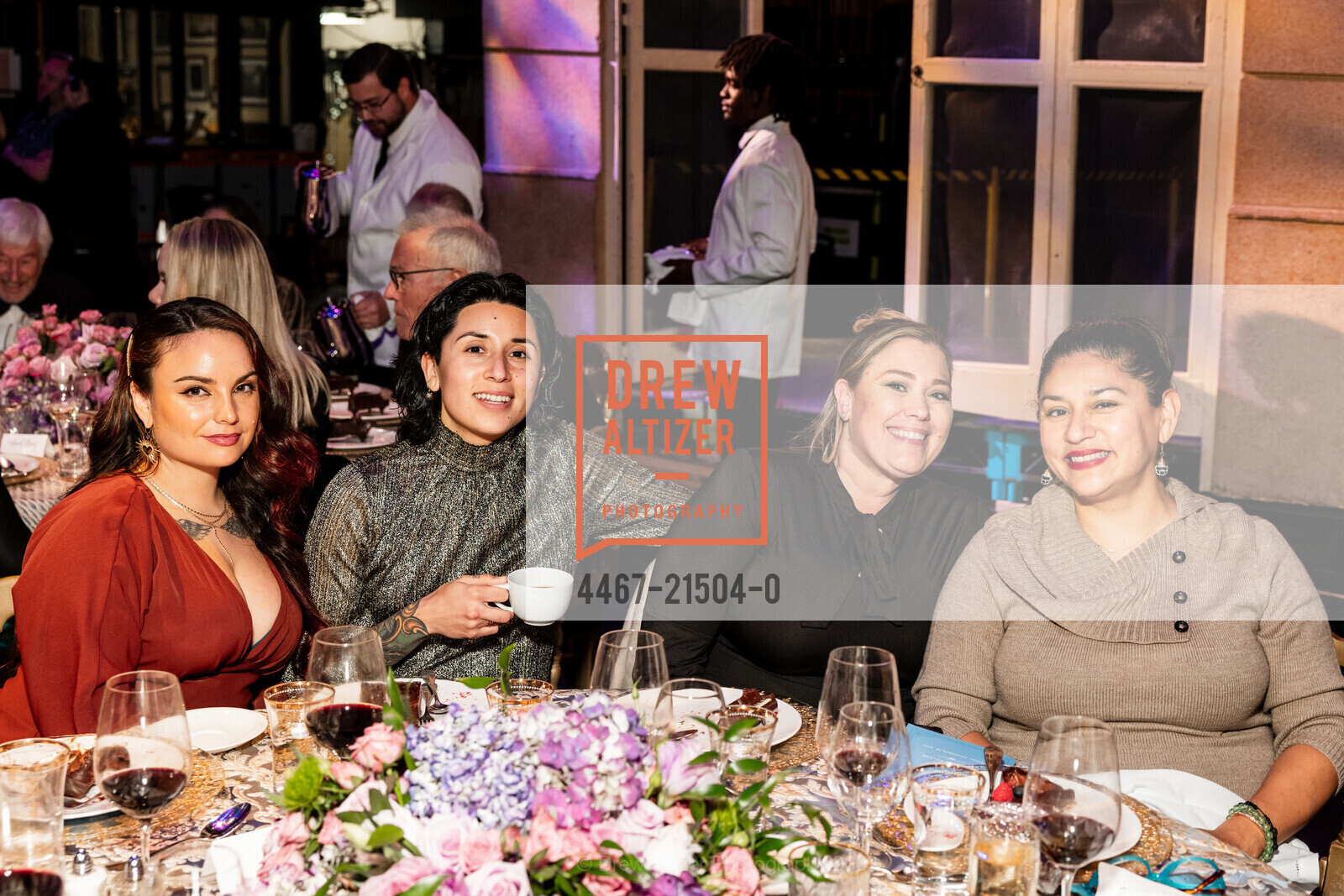 Rosaleen Pereira, Jasmine Sosa, Trisha Kanaday, America Sosa Fink, San Francisco Opera Guild Evening on The Stage, War Memorial Opera House. 301 Van Ness Ave, SF, CA 94102 US, November 28th, 2023, Photo #4467-21504-0 Rosaleen Pereira, Jasmine Sosa, Trisha Kanaday, America Sosa Fink, Photo #4467-21504-0
