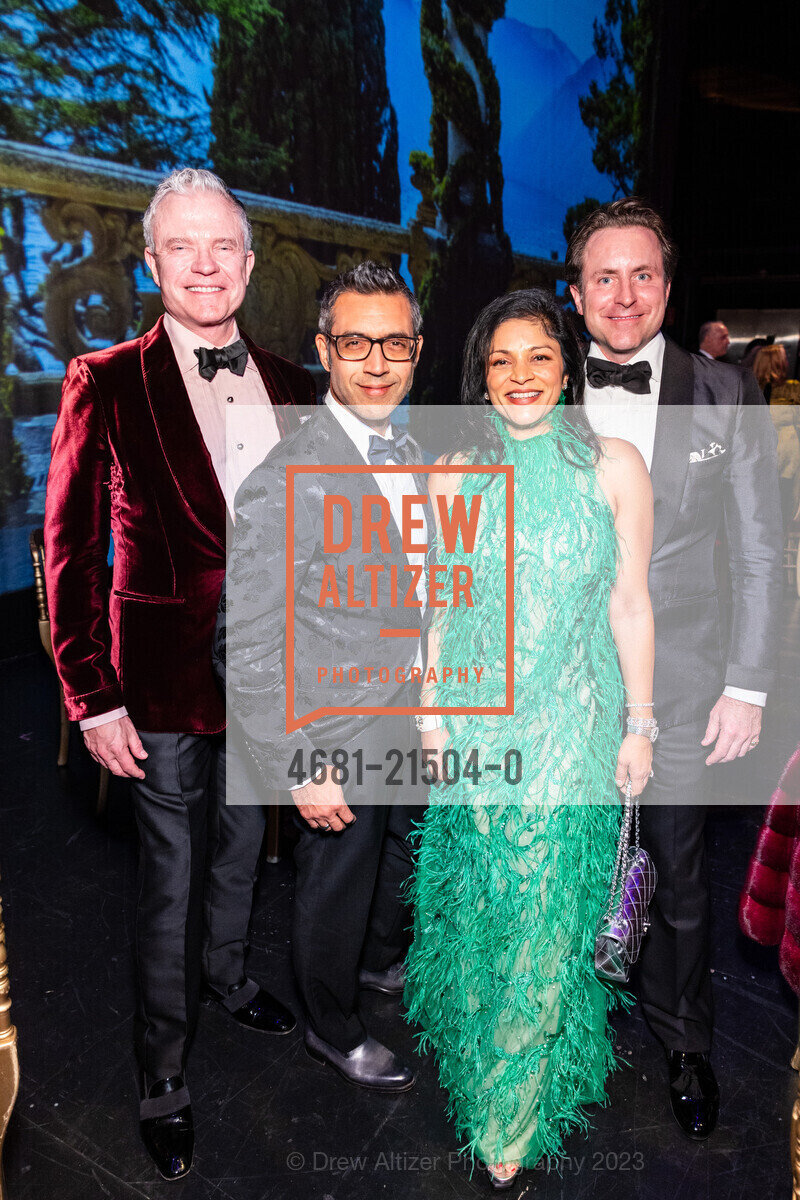 Keith Wetmore, Rafik Bawa, Aparna Bawa, Andrew Hinek, San Francisco Opera Guild Evening on The Stage, War Memorial Opera House. 301 Van Ness Ave, SF, CA 94102 US, November 28th, 2023, Photo #4681-21504-0 Keith Wetmore, Rafik Bawa, Aparna Bawa, Andrew Hinek, Photo #4681-21504-0