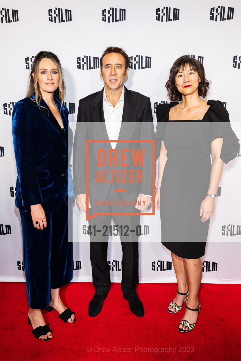 Jessie Fairbanks, Nicolas Cage, Anne Lai, SFFILM Awards Night Honoring Greta Gerwig, Roger Ross Williams, Cord Jefferson, and Nicolas Cage, Yerba Buena Center for the Arts. 701 Mission St, San Francisco, CA 94103 US, December 4th, 2023, Photo #41-21512-0 Jessie Fairbanks, Nicolas Cage, Anne Lai, Photo #41-21512-0