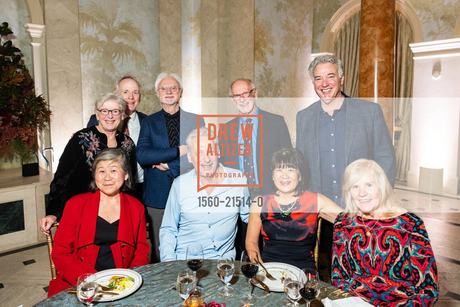Shoko Hashiyama, Deborah O'Grady, Mario Anpevich, John Gambs, Doris Fukawa, Rene Mandell, Paula Gambs, Gordon Getty Music's Birthday Dinner, Private Residence, December 5th, 2023, Photo #1560-21514-0 Shoko Hashiyama, Deborah O'Grady, Mario Anpevich, John Gambs, Doris Fukawa, Rene Mandell, Paula Gambs, Photo #1560-21514-0
