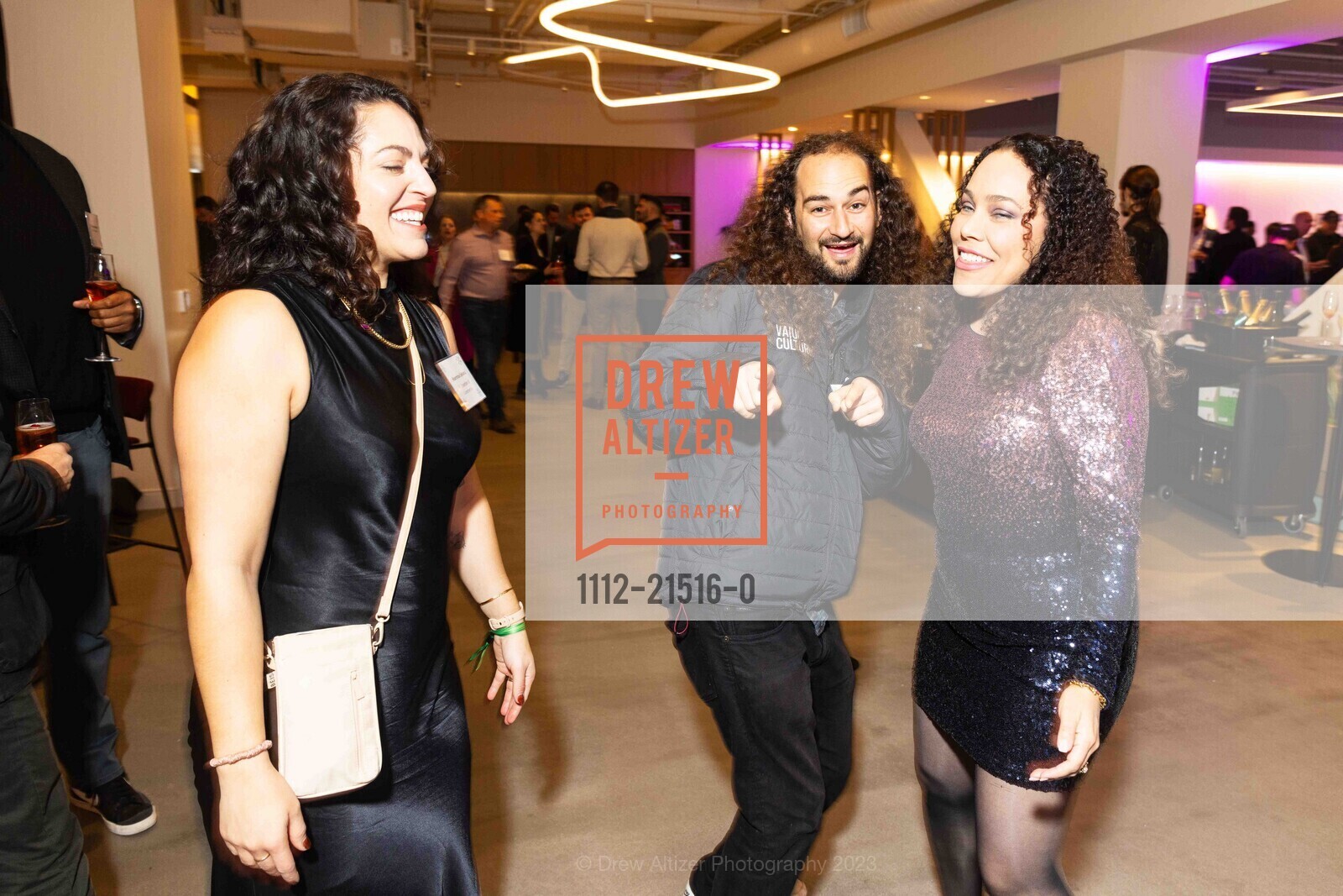 Shamrina Oshana, Adam Swig, Marisa Rodriguez, Union Square Foundation Holiday Fundraiser Spectacular, Convene. 100 Stockton St, SF, CA 94108 US, December 6th, 2023, Photo #1112-21516-0 Shamrina Oshana, Adam Swig, Marisa Rodriguez, Photo #1112-21516-0