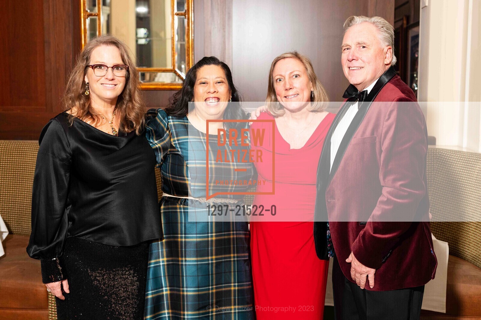 Teri Spanner, Stacey Kubiak, Susan Perkins, Garry Spanner, TDA Annual Holiday Party, Claremont Club & Spa - A Fairmont Hotel @. 41 Tunnel Rd, Berkeley, CA 94705 US, December 9th, 2023, Photo #1297-21522-0 Teri Spanner, Stacey Kubiak, Susan Perkins, Garry Spanner, Photo #1297-21522-0