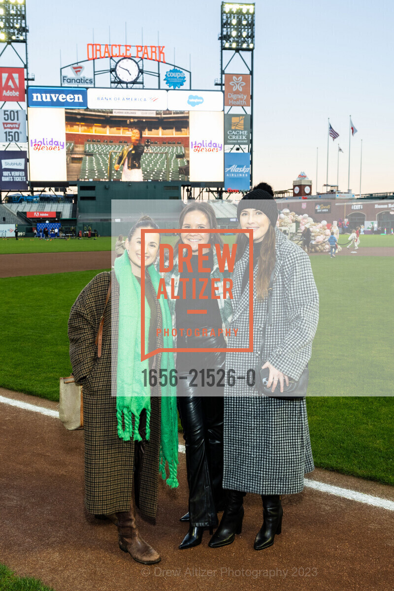 Soren Johnson, Priscille Alden, Stella Hogan, Holiday Heroes 2023, Oracle Park. 24 Willie Mays Plaza, SF, CA 94107 US, December 12th, 2023, Photo #1656-21526-0 Soren Johnson, Priscille Alden, Stella Hogan, Photo #1656-21526-0