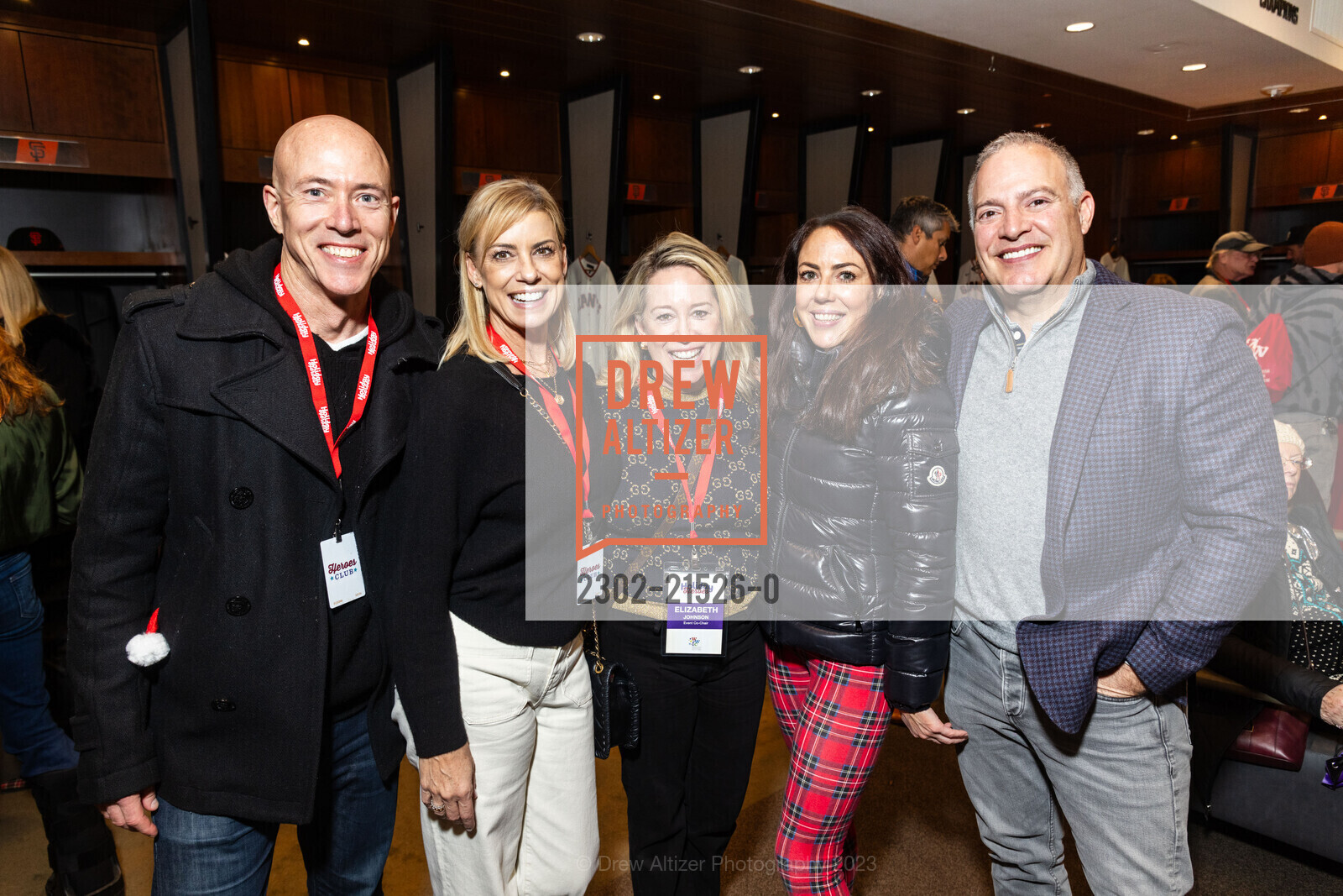 Christoph Pluchar, Shannon Eisenhauer, Elizabeth Johnson, Miranda Jilka, Grant Bergamo, Holiday Heroes 2023, Oracle Park. 24 Willie Mays Plaza, SF, CA 94107 US, December 12th, 2023, Photo #2302-21526-0 Christoph Pluchar, Shannon Eisenhauer, Elizabeth Johnson, Miranda Jilka, Grant Bergamo, Photo #2302-21526-0