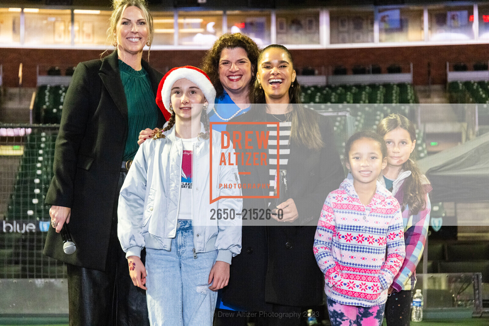 Amy Gutierrez, Francesca Ialeggio, Amy Wender, Misty Copeland, Quincey Dunn, Holiday Heroes 2023, Oracle Park. 24 Willie Mays Plaza, SF, CA 94107 US, December 12th, 2023, Photo #2650-21526-0 Amy Gutierrez, Francesca Ialeggio, Amy Wender, Misty Copeland, Quincey Dunn, Photo #2650-21526-0
