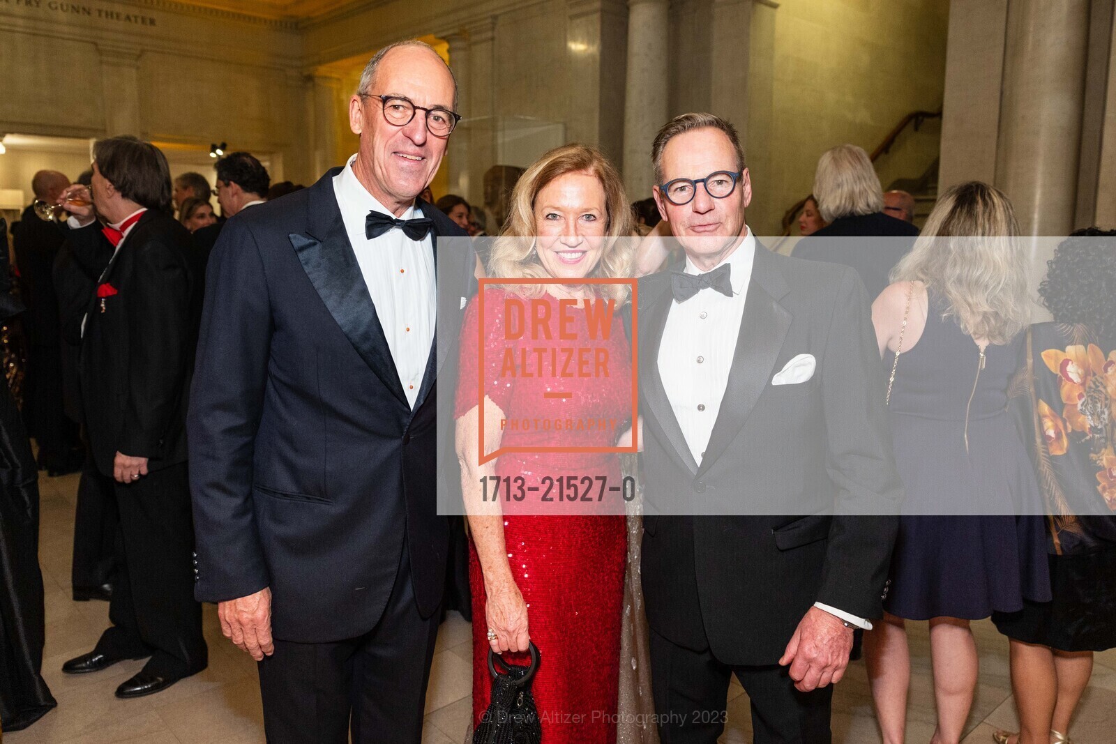Thomas Lloyd-Butler, Sally Fay, Dan Zelen, An Elegant Evening in The Court of Honor 2023, Legion of Honor. 100 34th Ave, SF, CA 94121 US, December 12th, 2023, Photo #1713-21527-0 Thomas Lloyd-Butler, Sally Fay, Dan Zelen, Photo #1713-21527-0