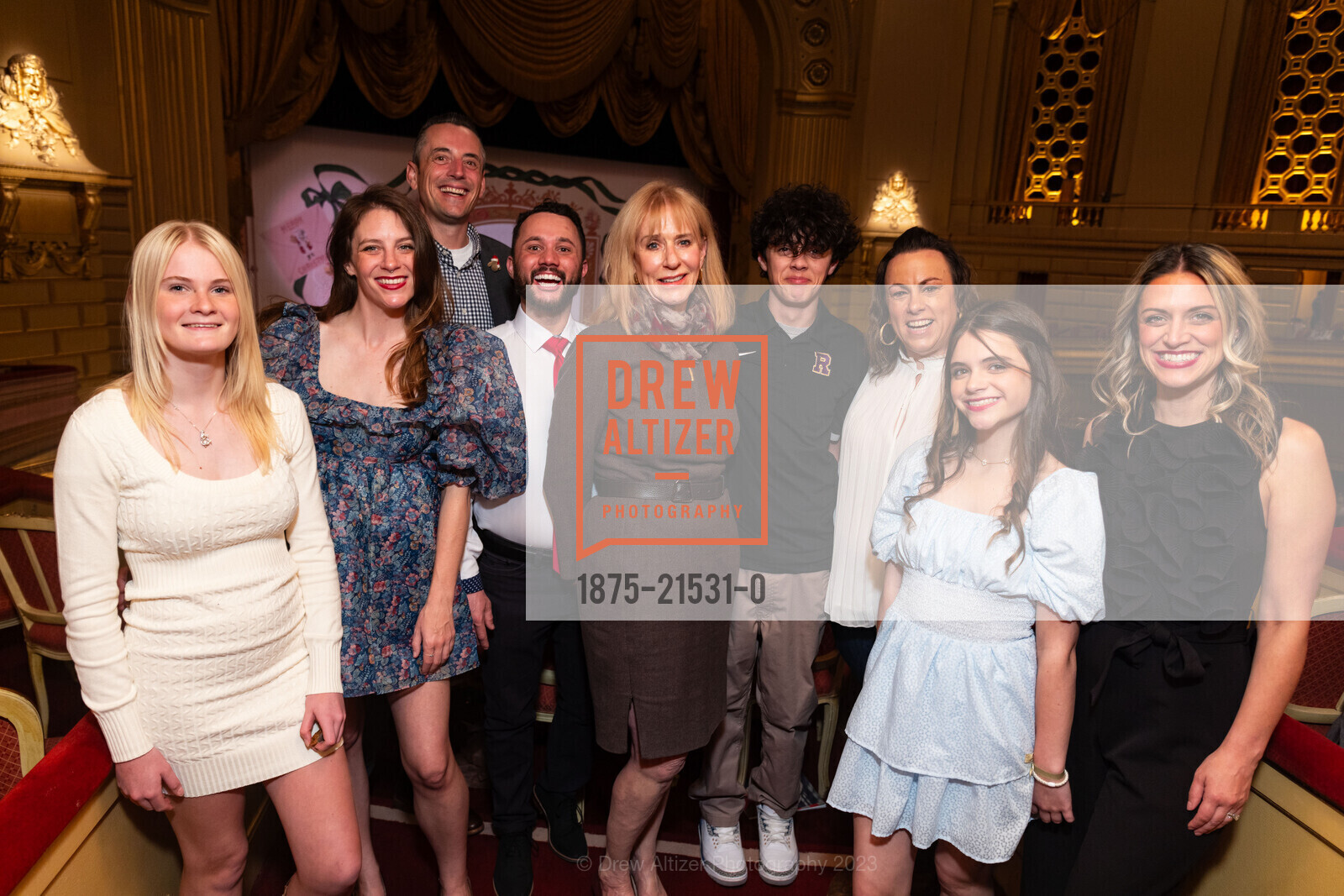 Kira Dean, Alexis Otellini, Patrick Otellini, Clayton Noel, Melissa Otellini, Nico Otellini, Colleen Duggan, Mia Otellini, Sandy Otellini, San Francisco Ballet's Nutcracker Luncheon, Zellerbach Rehearsal Hall. 300 Franklin St, SF, CA 94102 US, December 16th, 2023, Photo #1875-21531-0 Kira Dean, Alexis Otellini, Patrick Otellini, Clayton Noel, Melissa Otellini, Nico Otellini, Colleen Duggan, Mia Otellini, Sandy Otellini, Photo #1875-21531-0