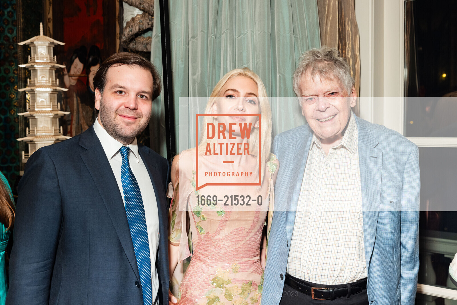 Joseph Getty, Sabine Getty, Gordon P. Getty, Gordon Getty's 90th Birthday Party, Private Residence, December 16th, 2023, Photo #1669-21532-0 Joseph Getty, Sabine Getty, Gordon P. Getty, Photo #1669-21532-0