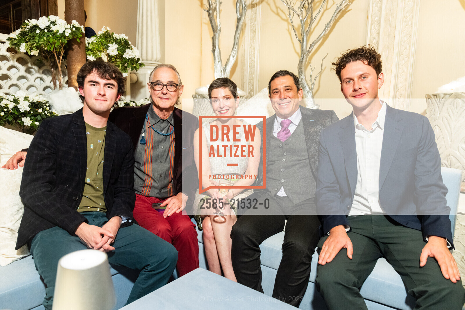 Dunham McBride, Michael O'Connell, Pamela Barrell, John Anderson, Wilson Sherman, Gordon Getty's 90th Birthday Party, Private Residence, December 16th, 2023, Photo #2585-21532-0 Dunham McBride, Michael O'Connell, Pamela Barrell, John Anderson, Wilson Sherman, Photo #2585-21532-0
