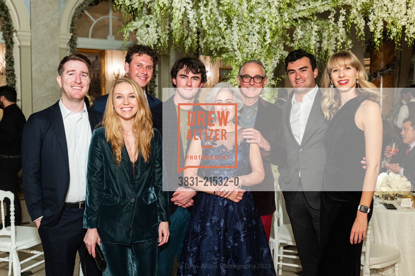 James Robbins, Reina Peterson, Wilson Sherman, Dunham McBride, Yvette Robbins, Michael O'Connell, Forrest McBride, Lauren Schutz, Gordon Getty's 90th Birthday Party, Private Residence, December 16th, 2023, Photo #3831-21532-0 James Robbins, Reina Peterson, Wilson Sherman, Dunham McBride, Yvette Robbins, Michael O'Connell, Forrest McBride, Lauren Schutz, Photo #3831-21532-0