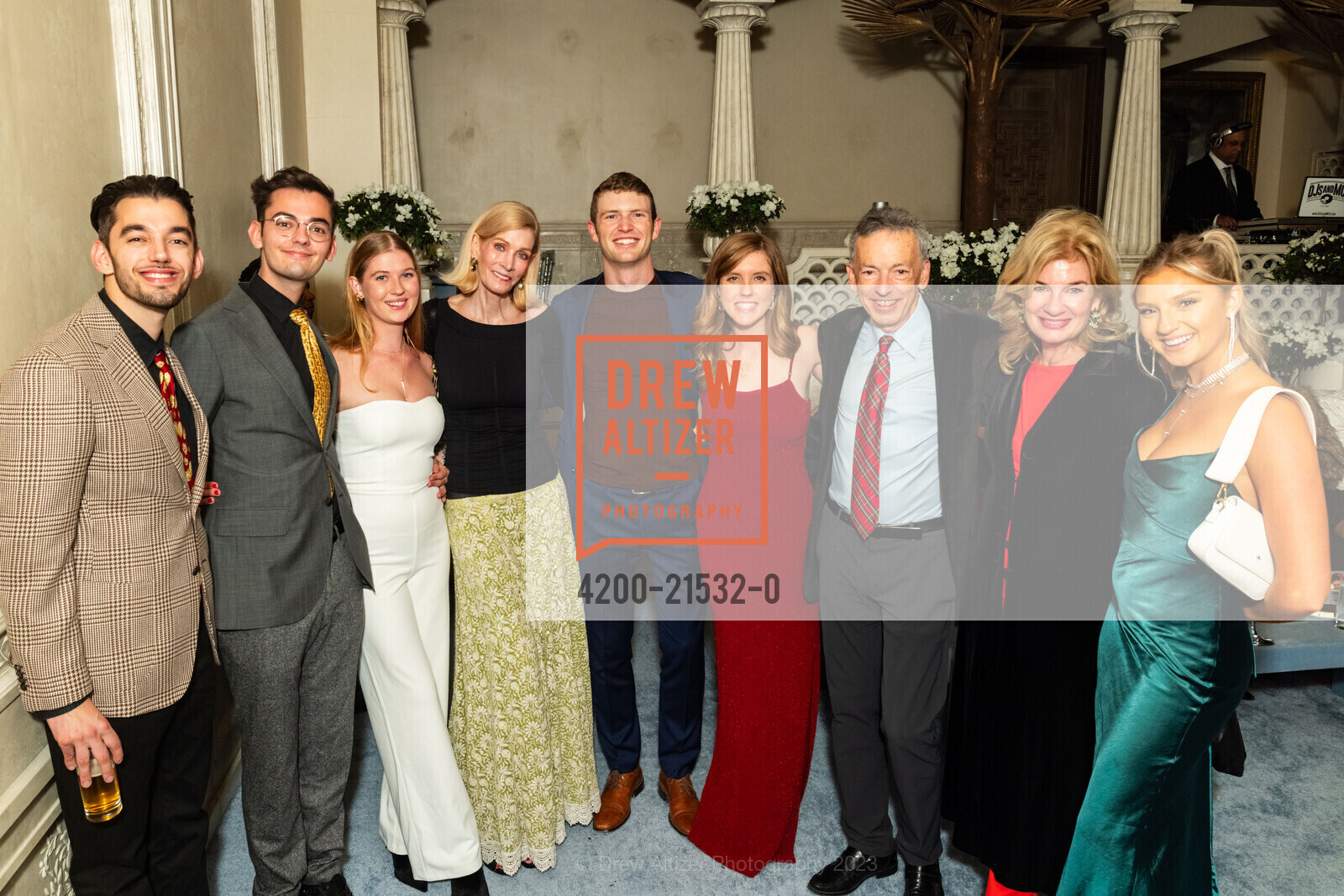 Michael Gelis, Philip Gelis, Donne Hudson, Dede Gelis, Patrick Walker, Nora Walker, Rick Walker Karen Walker, Kayla Bundy, Gordon Getty's 90th Birthday Party, Private Residence, December 16th, 2023, Photo #4200-21532-0 Michael Gelis, Philip Gelis, Donne Hudson, Dede Gelis, Patrick Walker, Nora Walker, Rick Walker Karen Walker, Kayla Bundy, Photo #4200-21532-0