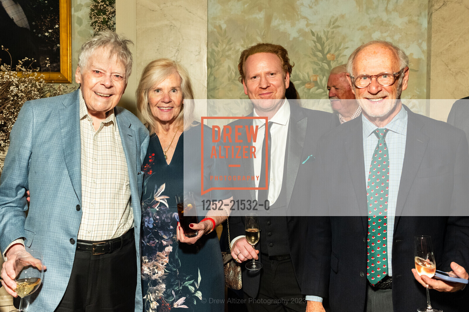 Gordon P. Getty, Paula Gambs, Daniel Hogue, John Gambs, Gordon Getty's 90th Birthday Party, Private Residence, December 16th, 2023, Photo #1252-21532-0 Gordon P. Getty, Paula Gambs, Daniel Hogue, John Gambs, Photo #1252-21532-0