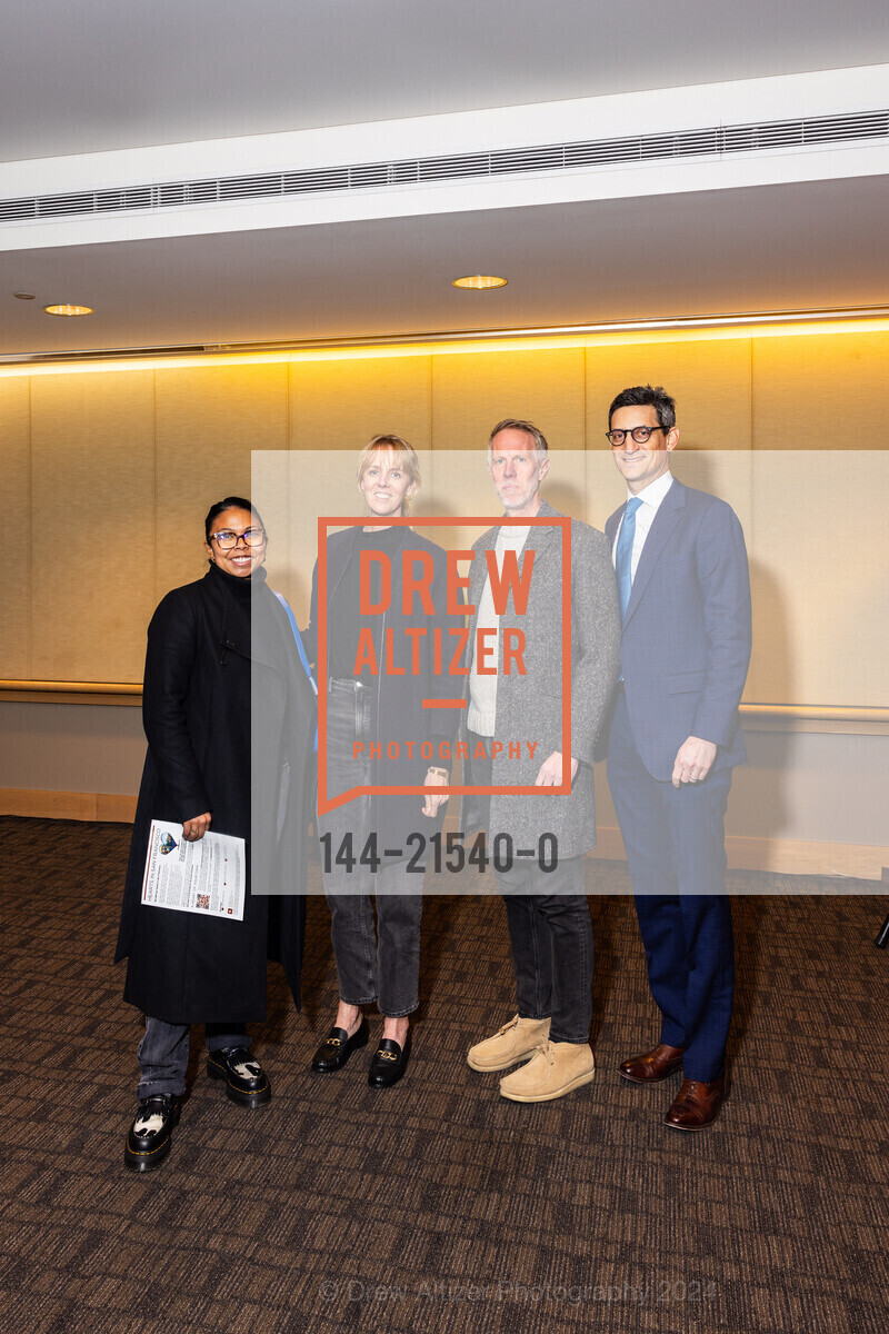 Ari Takata-Vasquez, Suzanne Baxter, Andy Supsna, Scott Harrison, San Francisco General Hospital Foundation’s Unveiling of the 2024 Heart Sculptures, San Francisco Ferry Building, The Port Room. SF, CA 94105 US, January 8th, 2024, Photo #144-21540-0 Ari Takata-Vasquez, Suzanne Baxter, Andy Supsna, Scott Harrison, Photo #144-21540-0