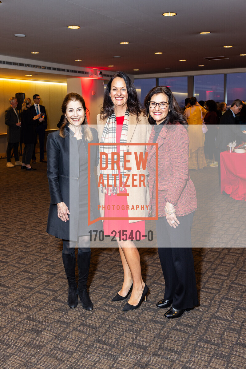 Kim Meredith, Liz Minick, Gioia McCarthy, San Francisco General Hospital Foundation’s Unveiling of the 2024 Heart Sculptures, San Francisco Ferry Building, The Port Room. SF, CA 94105 US, January 8th, 2024, Photo #170-21540-0 Kim Meredith, Liz Minick, Gioia McCarthy, Photo #170-21540-0
