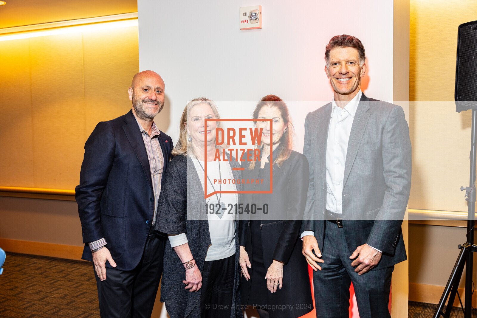 Alex Tourk, Janis MacKenzie, Kim Meredith, Grant Colfax, San Francisco General Hospital Foundation’s Unveiling of the 2024 Heart Sculptures, San Francisco Ferry Building, The Port Room. SF, CA 94105 US, January 8th, 2024, Photo #192-21540-0 Alex Tourk, Janis MacKenzie, Kim Meredith, Grant Colfax, Photo #192-21540-0