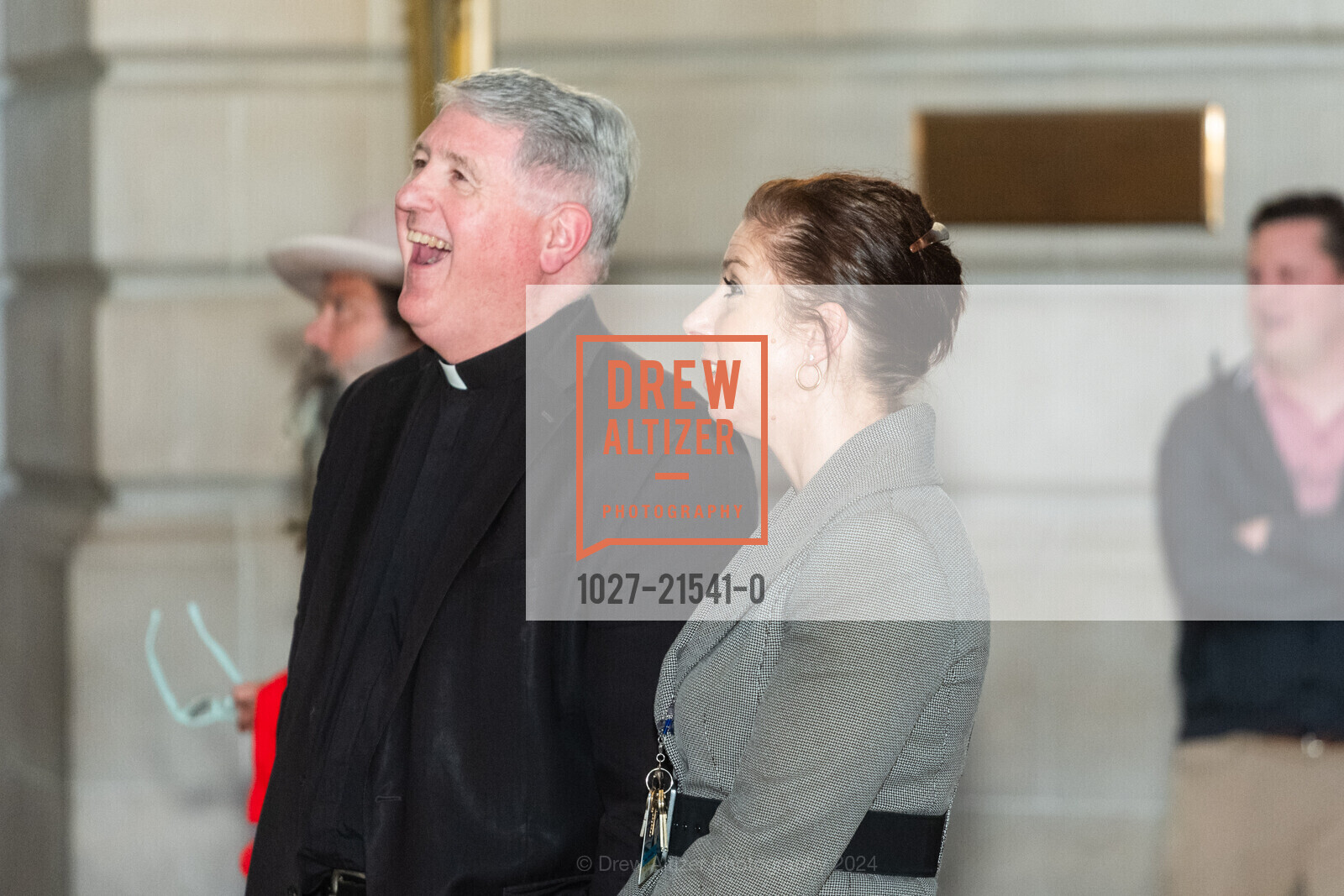 Andrew Spyrow, Samantha Carroll (SF City Hall Director of Events), École Notre Dame des Victoires Centennial Celebration, San Francisco City Hall. 1 Dr Carlton B Goodlett Pl, SF, CA 94102 US, January 12th, 2024, Photo #1027-21541-0 Andrew Spyrow, Samantha Carroll (SF City Hall Director of Events), Photo #1027-21541-0