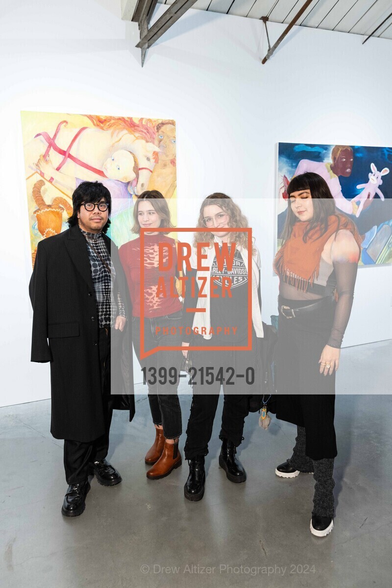 PJ Policarpio, Kyrianna Bolles, Haley Baldwin, Samantha Alexa, San Francisco Art Week's 2024 Kickoff Party, Minnesota Street Project. 1275 Minnesota St, SF, CA 94107 US, January 13th, 2024, Photo #1399-21542-0 PJ Policarpio, Kyrianna Bolles, Haley Baldwin, Samantha Alexa, Photo #1399-21542-0