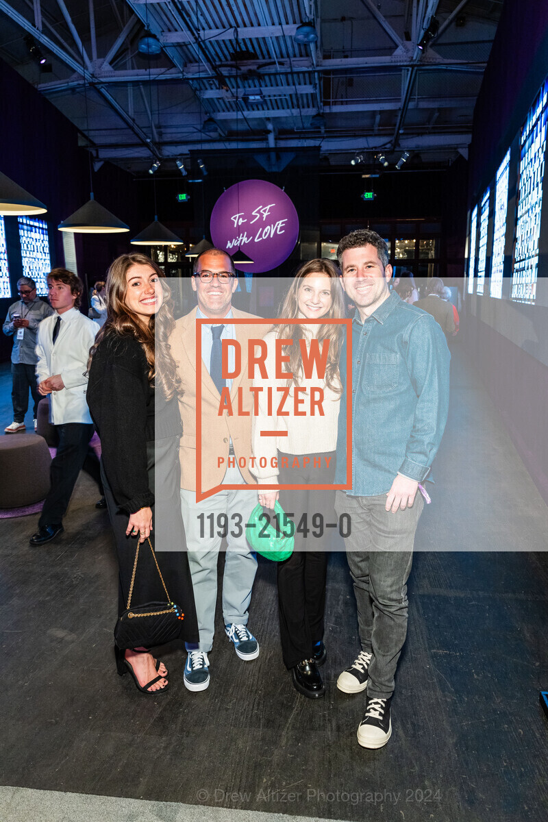 Melissa Topham, Christian Topham, Lara Goldstein, Andrew Korman, FOG Design + Art Preview Gala, Fort Mason Center Festival Pavilion. SF, CA 94123 US, January 17th, 2024, Photo #1193-21549-0 Melissa Topham, Christian Topham, Lara Goldstein, Andrew Korman, Photo #1193-21549-0