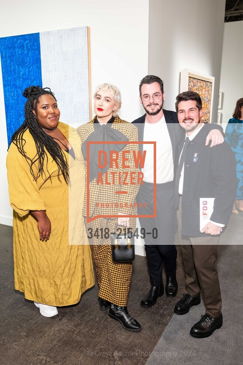 Michaela Yearwood-dan, Emma Fineman, Davy Pittoors, Jeffrey Gerson, FOG Design + Art Preview Gala, Fort Mason Center Festival Pavilion. SF, CA 94123 US, January 17th, 2024, Photo #3418-21549-0 Michaela Yearwood-dan, Emma Fineman, Davy Pittoors, Jeffrey Gerson, Photo #3418-21549-0