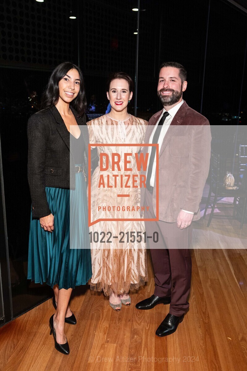 Sarah Armstrong, Laura Camerlengo, Kevin Clerkin, FAMSF FASHIONING SAN FRANCISCO Opening 2024, de Young Museum. 50 Hagiwara Tea Garden Dr, SF, CA 94118 US, January 18th, 2024, Photo #1022-21551-0 Sarah Armstrong, Laura Camerlengo, Kevin Clerkin, Photo #1022-21551-0