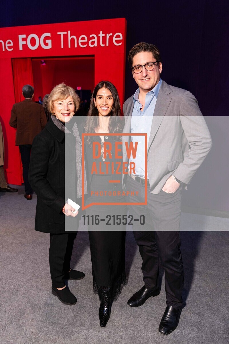 Pam Kramlich, Brittany Pattner, Justin Pattner, FOG Luncheon Honoring Stanlee Gatti, Fort Mason Center Festival Pavilion. SF, CA 94123 US, January 19th, 2024, Photo #1116-21552-0 Pam Kramlich, Brittany Pattner, Justin Pattner, Photo #1116-21552-0