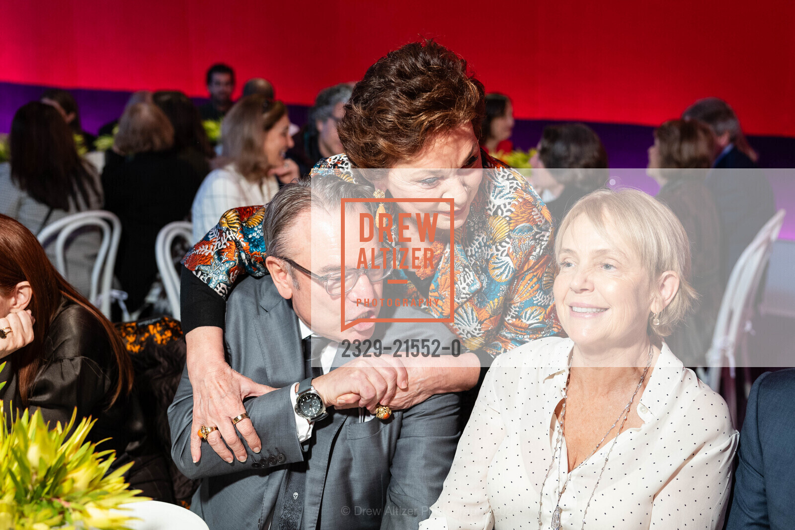 Stanlee Gatti, Maria Manetti Shrem, Heather Ive, FOG Luncheon Honoring Stanlee Gatti, Fort Mason Center Festival Pavilion. SF, CA 94123 US, January 19th, 2024, Photo #2329-21552-0 Stanlee Gatti, Maria Manetti Shrem, Heather Ive, Photo #2329-21552-0