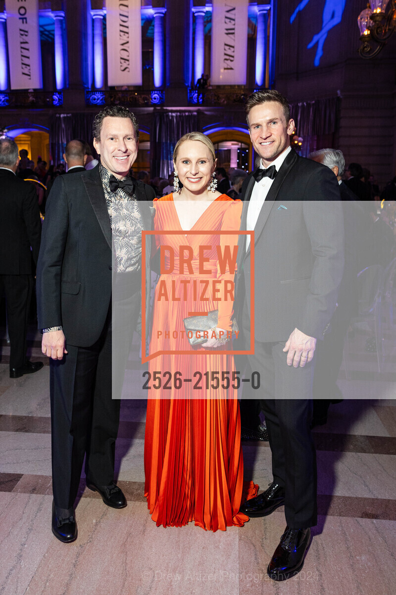 Jacob Langfelder, Savannah Ryder, Claybourne Elder, San Francisco Ballet Gala Opening Celebration 2024, San Francisco City Hall. 1 Dr Carlton B Goodlett Pl, SF, CA 94102 US, January 24th, 2024, Photo #2526-21555-0 Jacob Langfelder, Savannah Ryder, Claybourne Elder, Photo #2526-21555-0