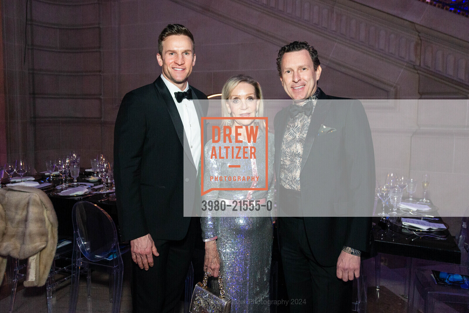Claybourne Elder, Barbara Brown, Jacob Langfelder, San Francisco Ballet Gala Opening Celebration 2024, San Francisco City Hall. 1 Dr Carlton B Goodlett Pl, SF, CA 94102 US, January 24th, 2024, Photo #3980-21555-0 Claybourne Elder, Barbara Brown, Jacob Langfelder, Photo #3980-21555-0
