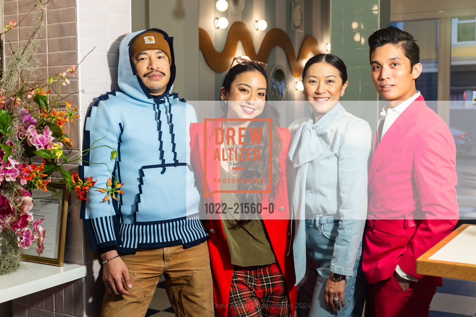 Tyson Lee, Noz Nozawa, Alicia Cheung, Kevin Pong, AAPIDA NorCal Launch with designer Noz Nozawa, Hilda and Jesse. 701 Union St, SF, CA 94133 US, January 31st, 2024, Photo #1022-21560-0 Tyson Lee, Noz Nozawa, Alicia Cheung, Kevin Pong, Photo #1022-21560-0