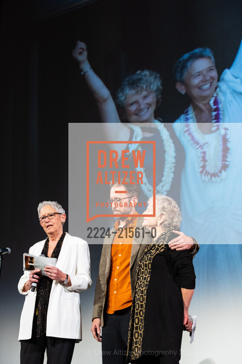 Jeanne Rizzo, Christopher Bradshaw, Pali Cooper, 20th Anniversary Celebration Screening of PURSUIT OF EQUALITY, The Castro Theatre. 429 Castro St, SF, CA 94114 US, February 1st, 2024, Photo #2224-21561-0 Jeanne Rizzo, Christopher Bradshaw, Pali Cooper, Photo #2224-21561-0