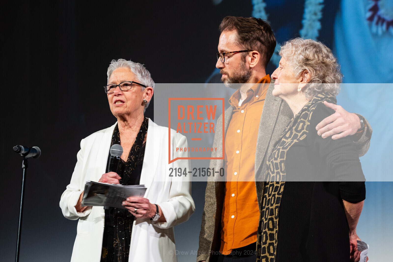 Jeanne Rizzo, Christopher Bradshaw, Pali Cooper, 20th Anniversary Celebration Screening of PURSUIT OF EQUALITY, The Castro Theatre. 429 Castro St, SF, CA 94114 US, February 1st, 2024, Photo #2194-21561-0 Jeanne Rizzo, Christopher Bradshaw, Pali Cooper, Photo #2194-21561-0