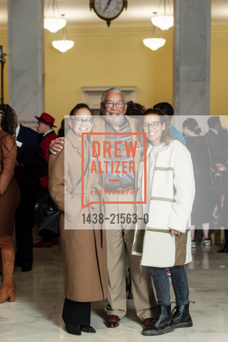 Nicole Fitt, Louis Garrett, Danielle Parker, Black 2 San Francisco Closing Reception 2024, SF City Hall North Light Court. 1 Dr Carlton B Goodlett Pl, SF, CA 94102 US, February 2nd, 2024, Photo #1438-21563-0 Nicole Fitt, Louis Garrett, Danielle Parker, Photo #1438-21563-0